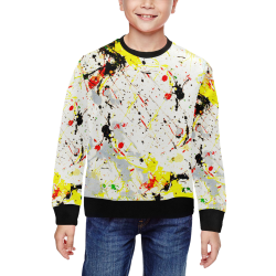 Yellow & Black Paint Splatter All Over Print Crewneck Sweatshirt for Kids (Model H29)