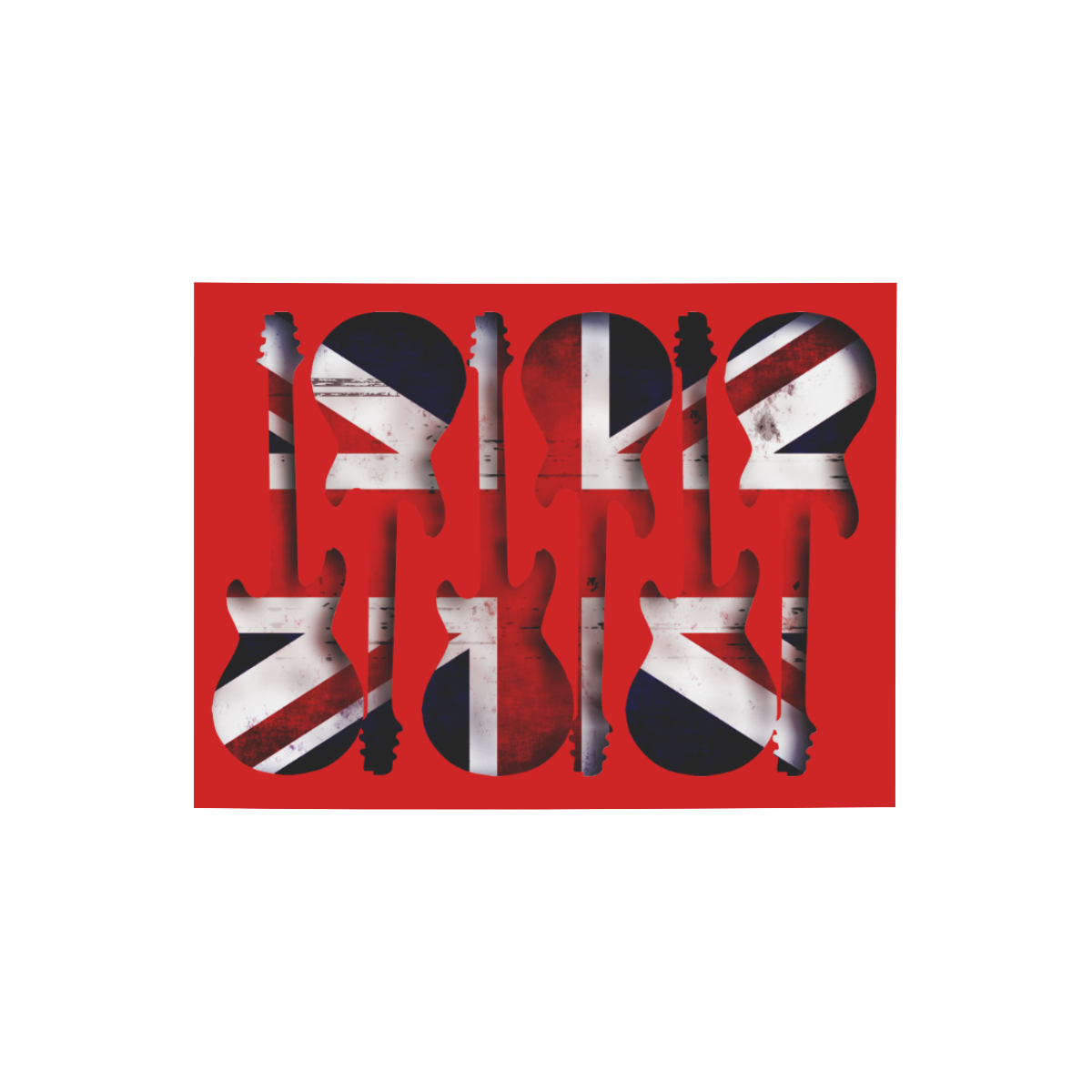 Union Jack British UK Flag Guitars Red Photo Panel for Tabletop Display 8"x6"
