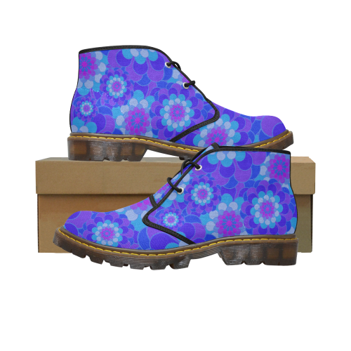 FLORAL DESIGN 8 Women's Canvas Chukka Boots/Large Size (Model 2402-1)