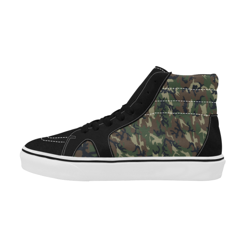 Woodland Forest Green Camouflage Women's High Top Skateboarding Shoes/Large (Model E001-1)