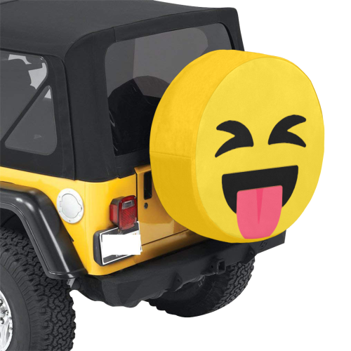 Tongue and Closed Eyes Face Emoji 34 Inch Spare Tire Cover