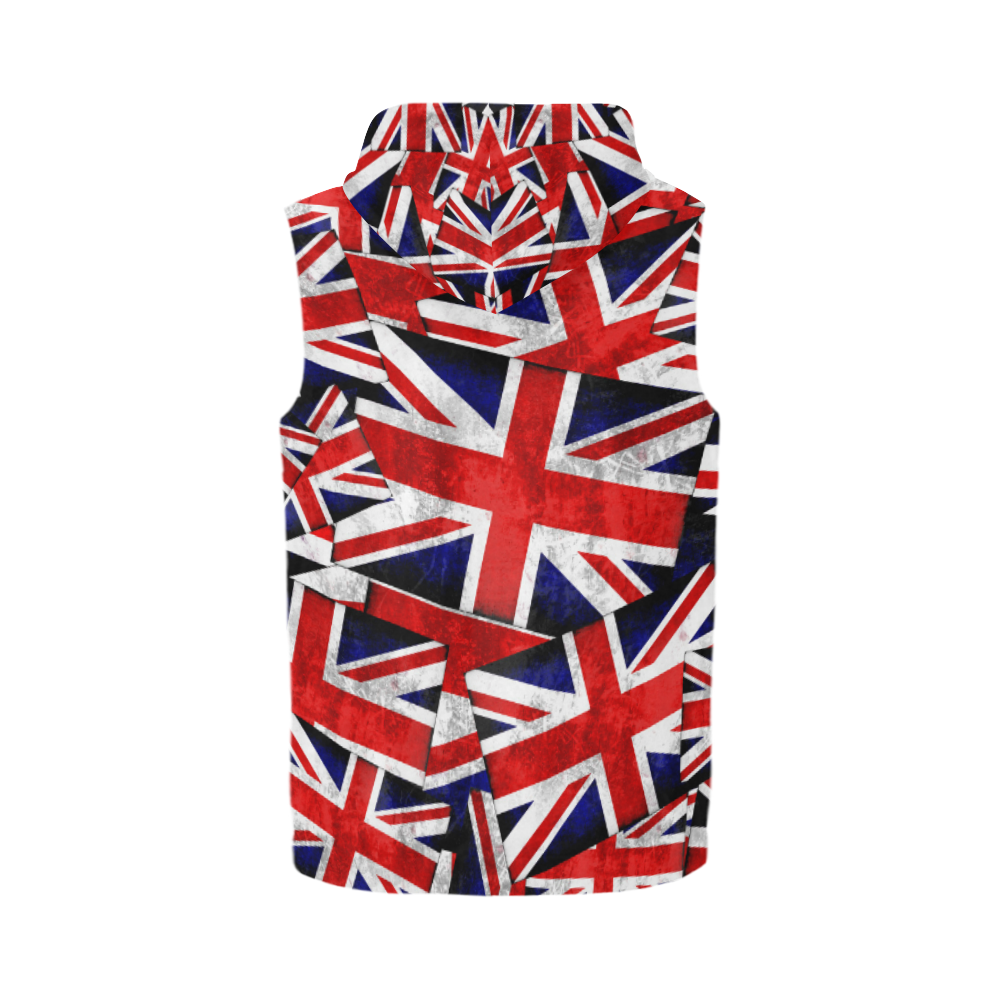 Union Jack British UK Flag All Over Print Sleeveless Zip Up Hoodie for Men (Model H16)