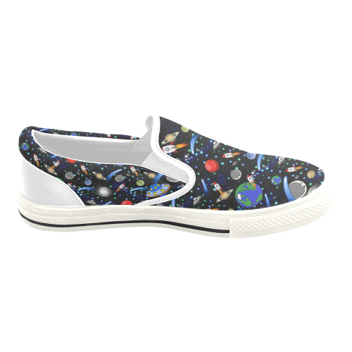 Galaxy Universe - Planets, Stars, Comets, Rockets Women's Slip-on Canvas Shoes/Large Size (Model 019)