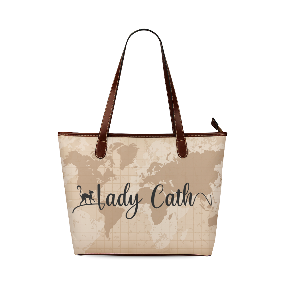 Lady Cath World Map Shoulder Tote Bag (Model 1646)