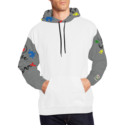 Fairlings Delight's Autism- Love has no words Men's Hoodie 53086EF All Over Print Hoodie for Men/Large Size (USA Size) (Model H13)