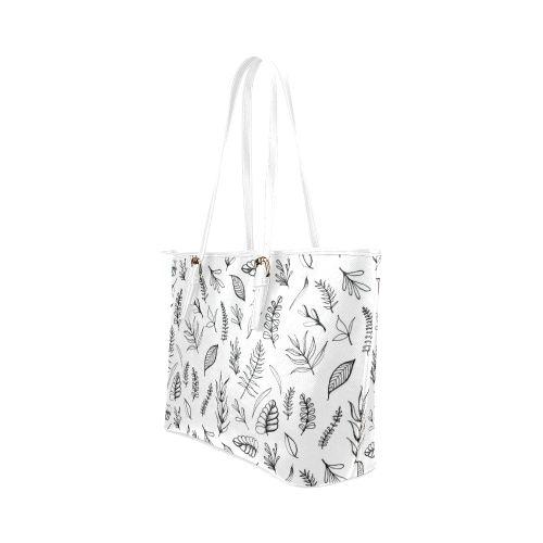 DANCING LEAVES Leather Tote Bag/Small (Model 1651)