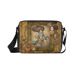 Steampunk lady with owl Classic Cross-body Nylon Bags (Model 1632)
