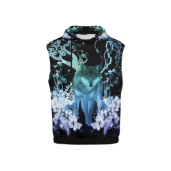 Awesome wolf with flowers All Over Print Sleeveless Hoodie for Kid (Model H15)