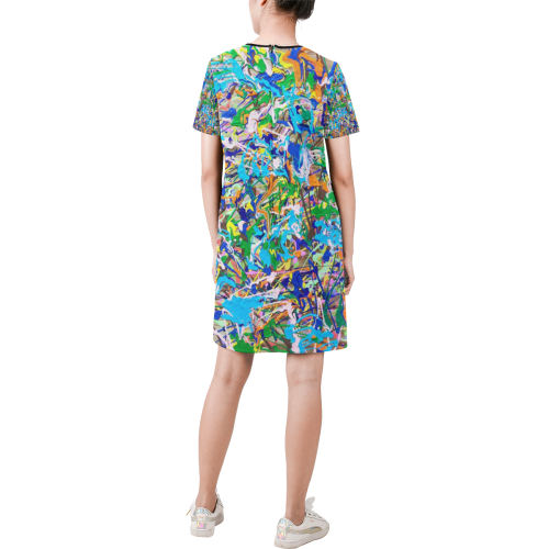 Chill Short-Sleeve Round Neck A-Line Dress (Model D47)