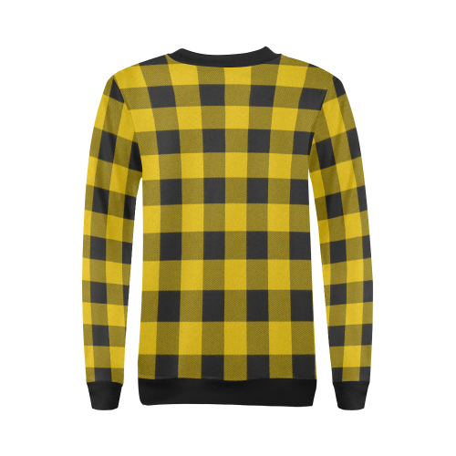 yellow  black plaid All Over Print Crewneck Sweatshirt for Women (Model H18)