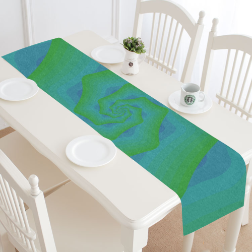 Green blue wave Table Runner 14x72 inch
