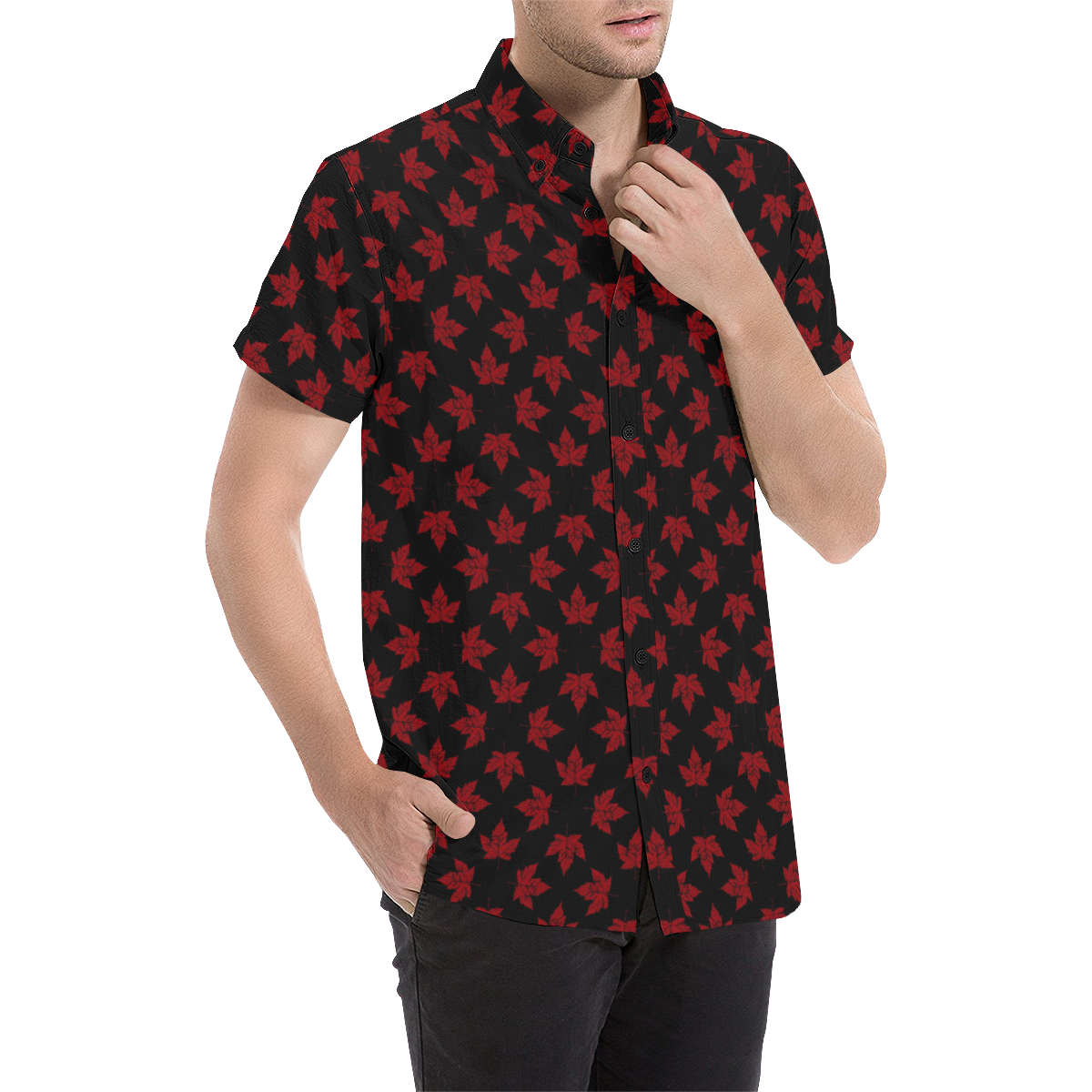 Cool Canada Plus Size Shirts Men's All Over Print Short Sleeve Shirt/Large Size (Model T53)