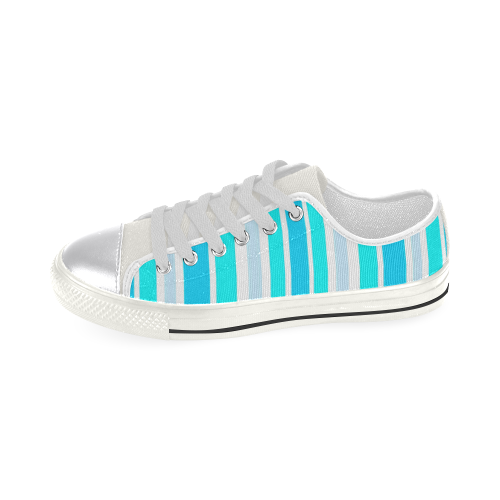 Summer Blues Stripes Women's Classic Canvas Shoes (Model 018)