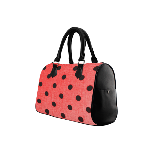 Red Metallic Ladybug Polka Dots Design Boston Handbag (Model 1621)