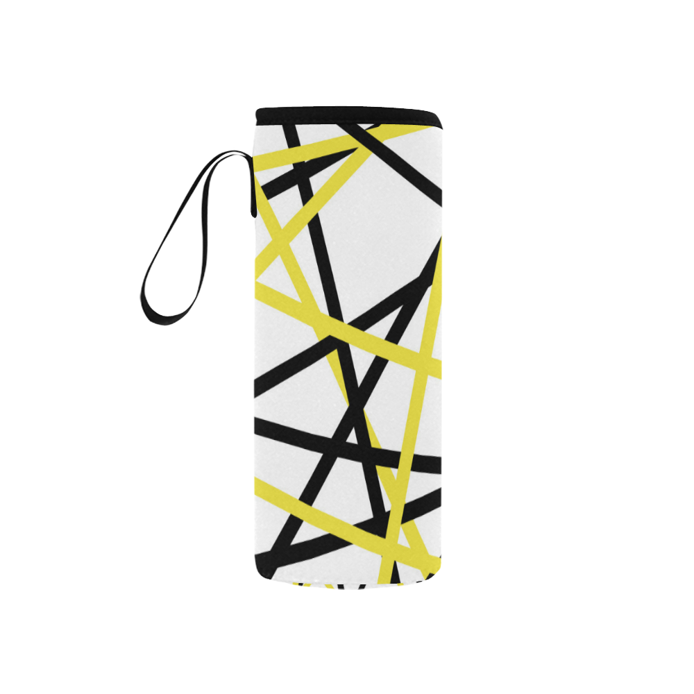 Black and yellow stripes Neoprene Water Bottle Pouch/Small