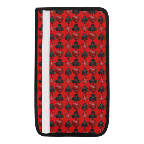 Las Vegas Black and Red Casino Poker Card Shapes on Red Car Seat Belt Cover 7''x12.6''