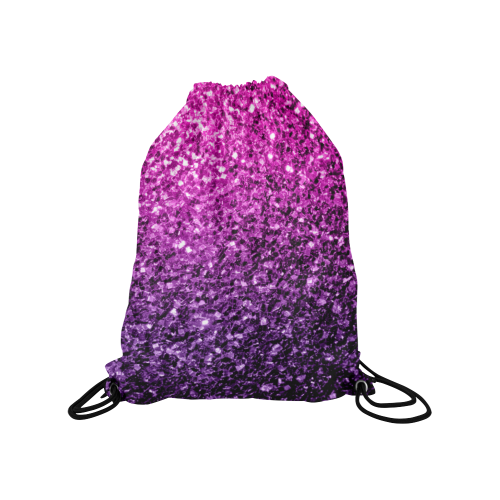 Beautiful Purple Pink Ombre glitter sparkles Medium Drawstring Bag Model 1604 (Twin Sides) 13.8"(W) * 18.1"(H)