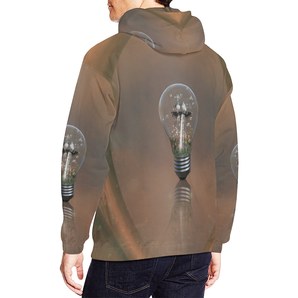 Light bulb with birds All Over Print Hoodie for Men (USA Size) (Model H13)