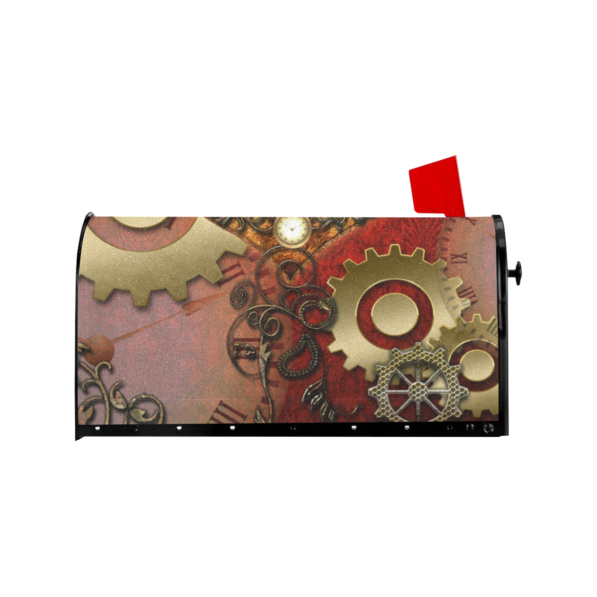 Steampunk, awesome glowing hearts Mailbox Cover