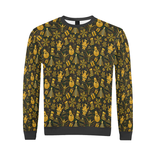 Golden Christmas Icons All Over Print Crewneck Sweatshirt for Men/Large (Model H18)
