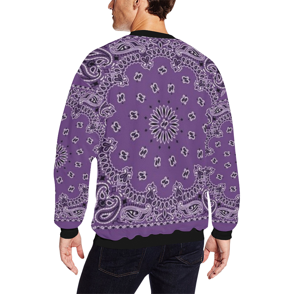 KERCHIEF PATTERN PURPLE All Over Print Crewneck Sweatshirt for Men/Large (Model H18)