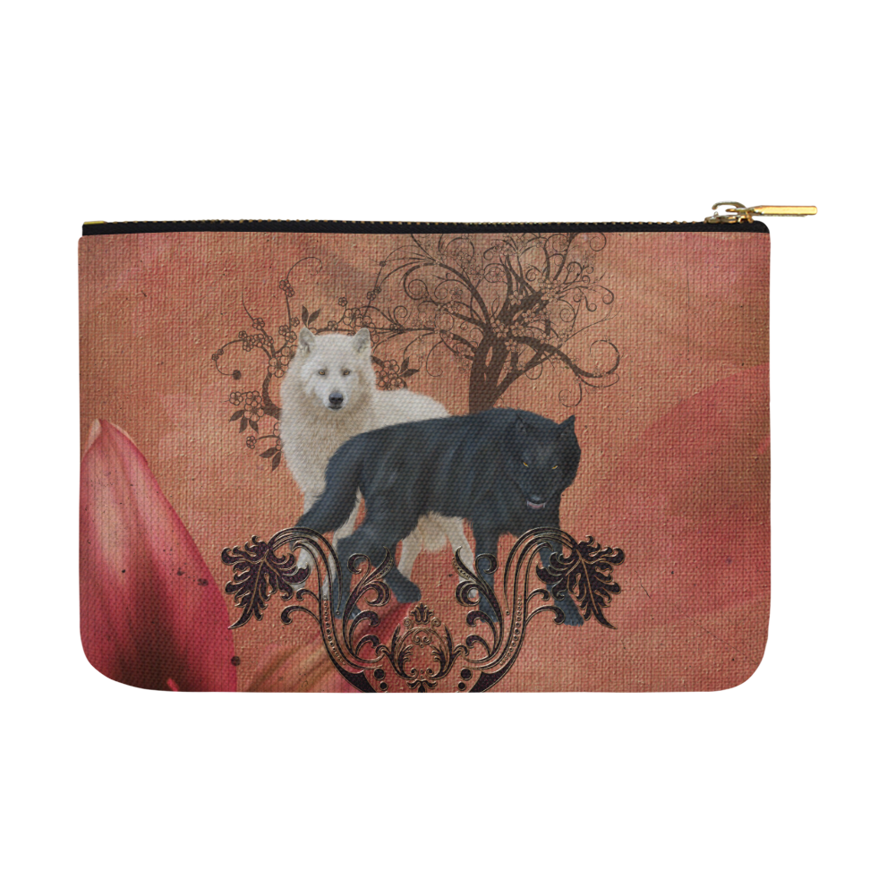 Awesome black and white wolf Carry-All Pouch 12.5''x8.5''
