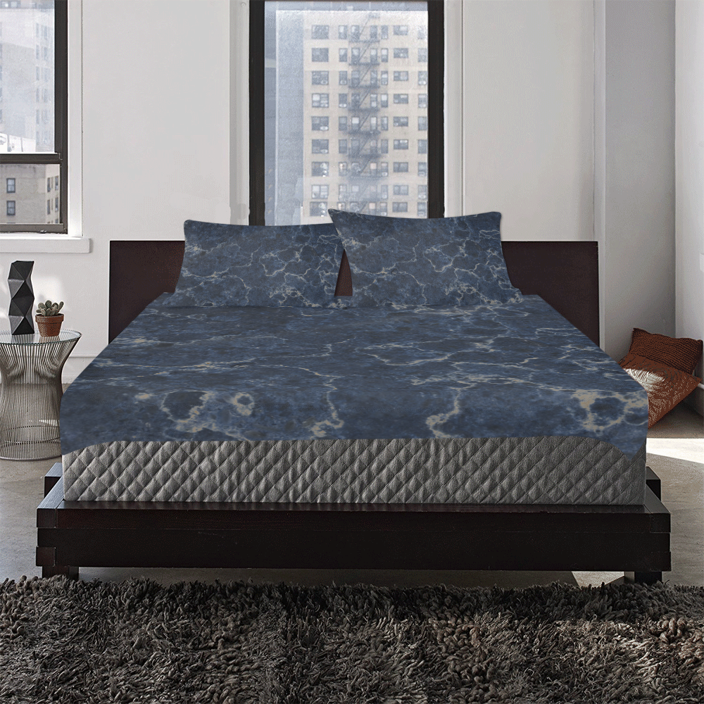 Marble Blue 3-Piece Bedding Set