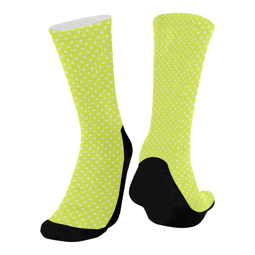 Yellow polka dots Mid-Calf Socks (Black Sole)