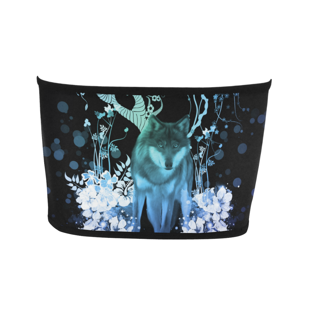 Awesome wolf with flowers Bandeau Top