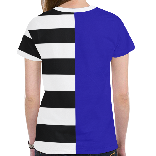 Blue and Stripes Mixed Print New All Over Print T-shirt for Women (Model T45)