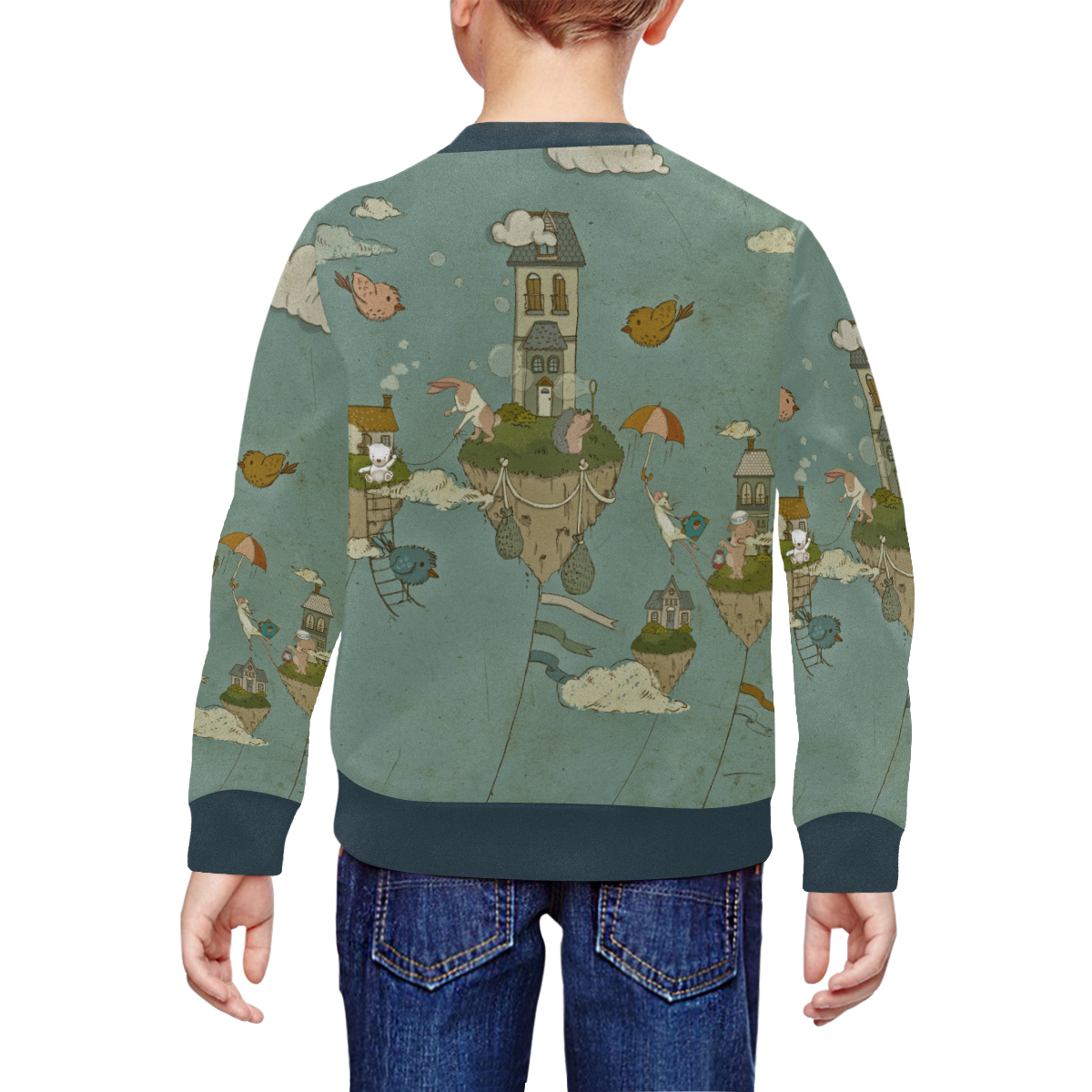 Vintage Floating Islands All Over Print Crewneck Sweatshirt for Kids (Model H29)
