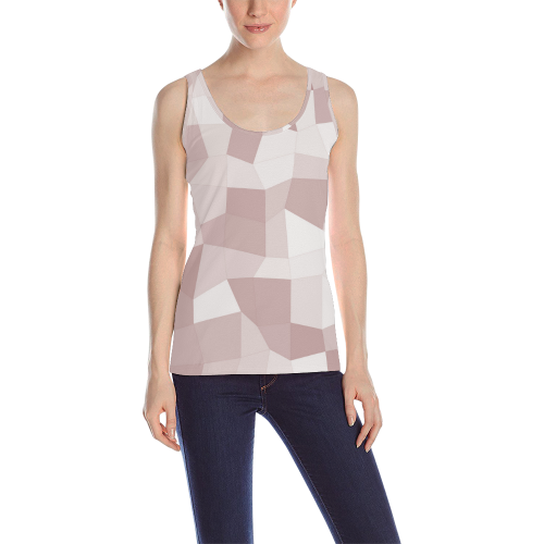 Mauve Beige Mosaic All Over Print Tank Top for Women (Model T43)