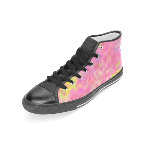 Design shoes pink gold Splash Women's Classic High Top Canvas Shoes (Model 017)