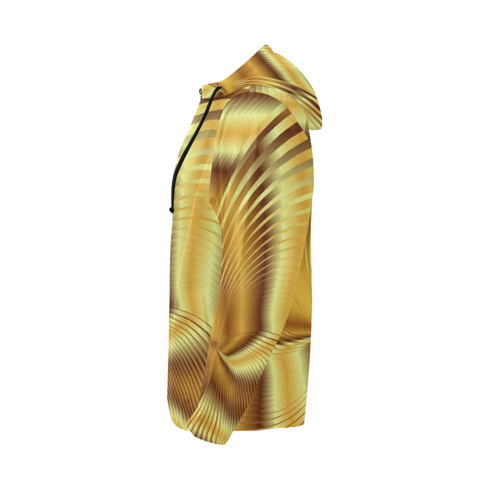 Gold waves All Over Print Full Zip Hoodie for Men/Large Size (Model H14)