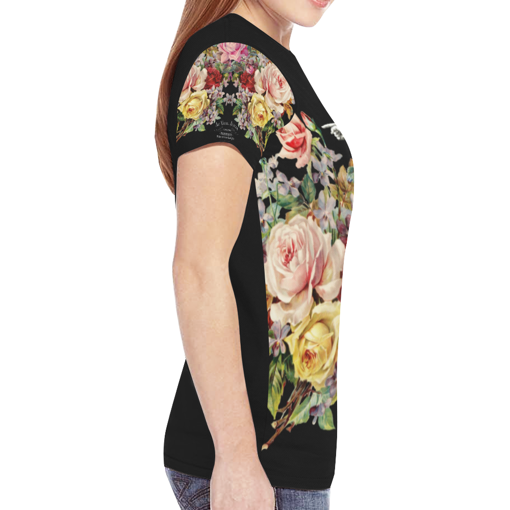 Nuit des Roses (black back) New All Over Print T-shirt for Women (Model T45)