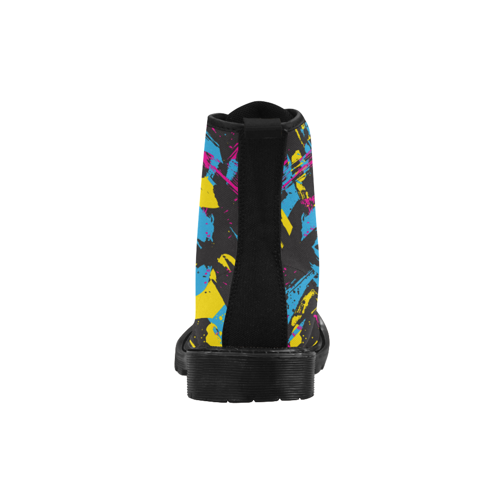 Colorful paint stokes on a black background Martin Boots for Women (Black) (Model 1203H)