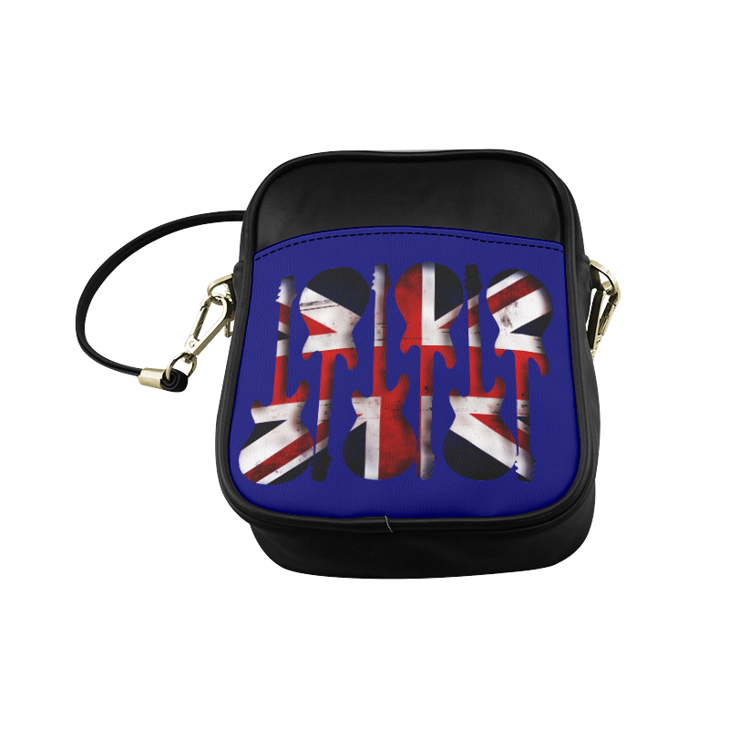 Union Jack British UK Flag Guitars Blue Sling Bag (Model 1627)