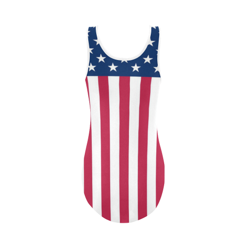 American Flag Vest One Piece Swimsuit (Model S04)