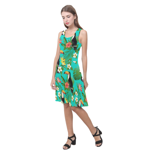 Tropical Summer Toucan Pattern Atalanta Casual Sundress(Model D04)