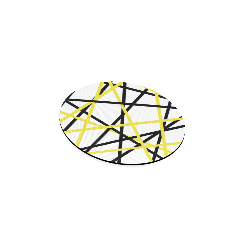 Black and yellow stripes Round Coaster