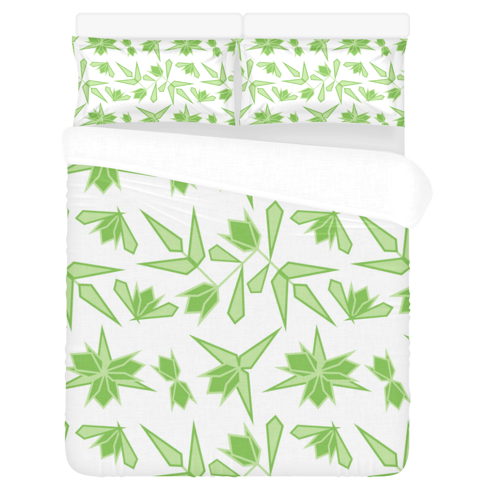 Green Fantasy flowers 3-Piece Bedding Set