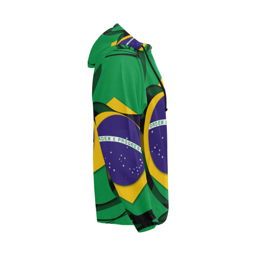 The Flag of Brazil All Over Print Full Zip Hoodie for Men (Model H14)