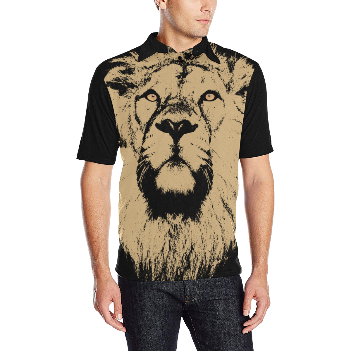 ART LION II LUXURY POLO Men's All Over Print Polo Shirt (Model T55)