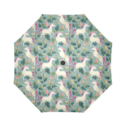 Floral Unicorn Pattern Auto-Foldable Umbrella (Model U04)