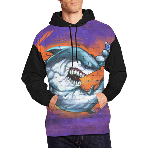 Graffiti Shark (Vest Style) All Over Print Hoodie for Men (USA Size) (Model H13)