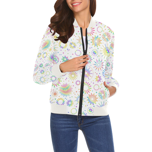 Rainbow Kimono All Over Print Bomber Jacket for Women (Model H19)
