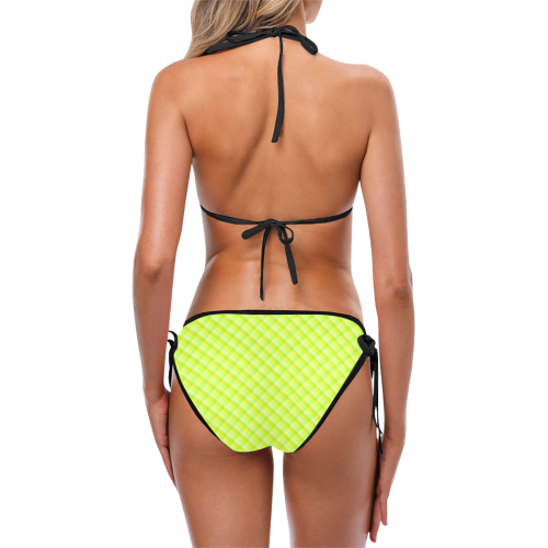 Yellow and green plaid pattern Custom Bikini Swimsuit (Model S01)