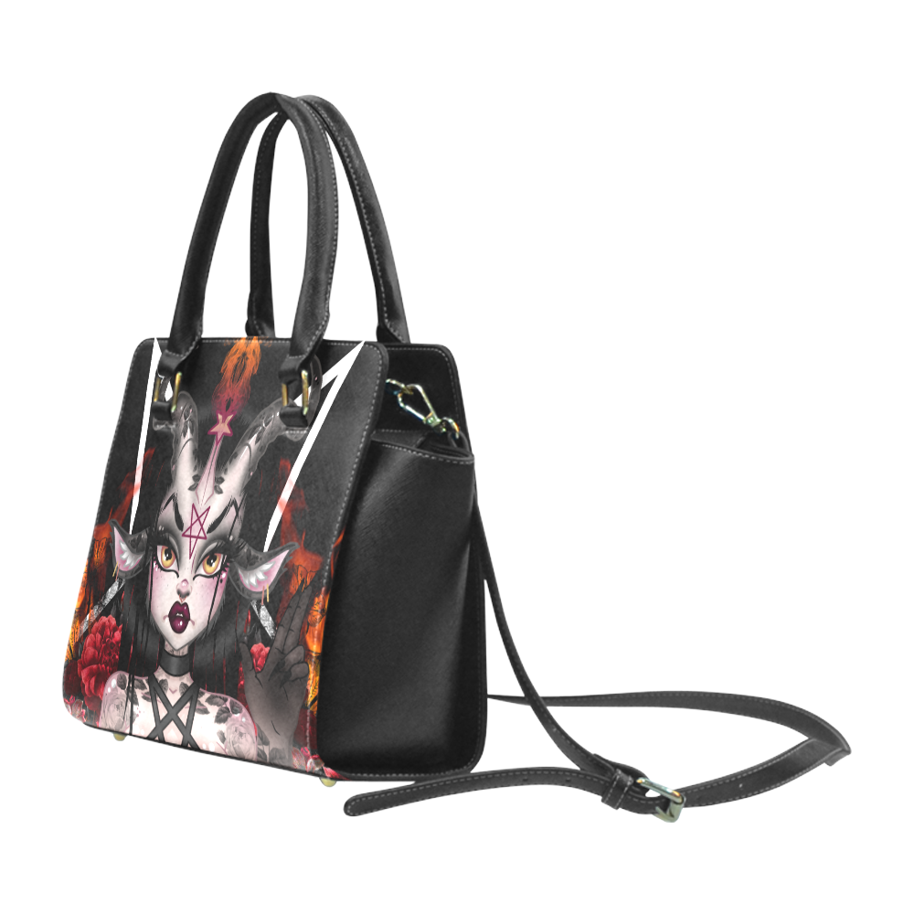 Baphomet Girl Rivet Shoulder Handbag (Model 1645)