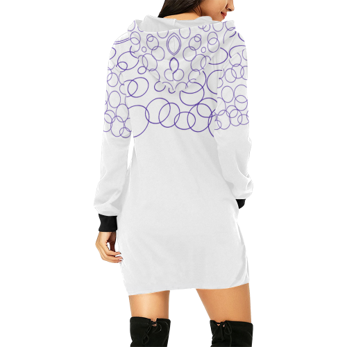 Design hoodie with blue dots All Over Print Hoodie Mini Dress (Model H27)
