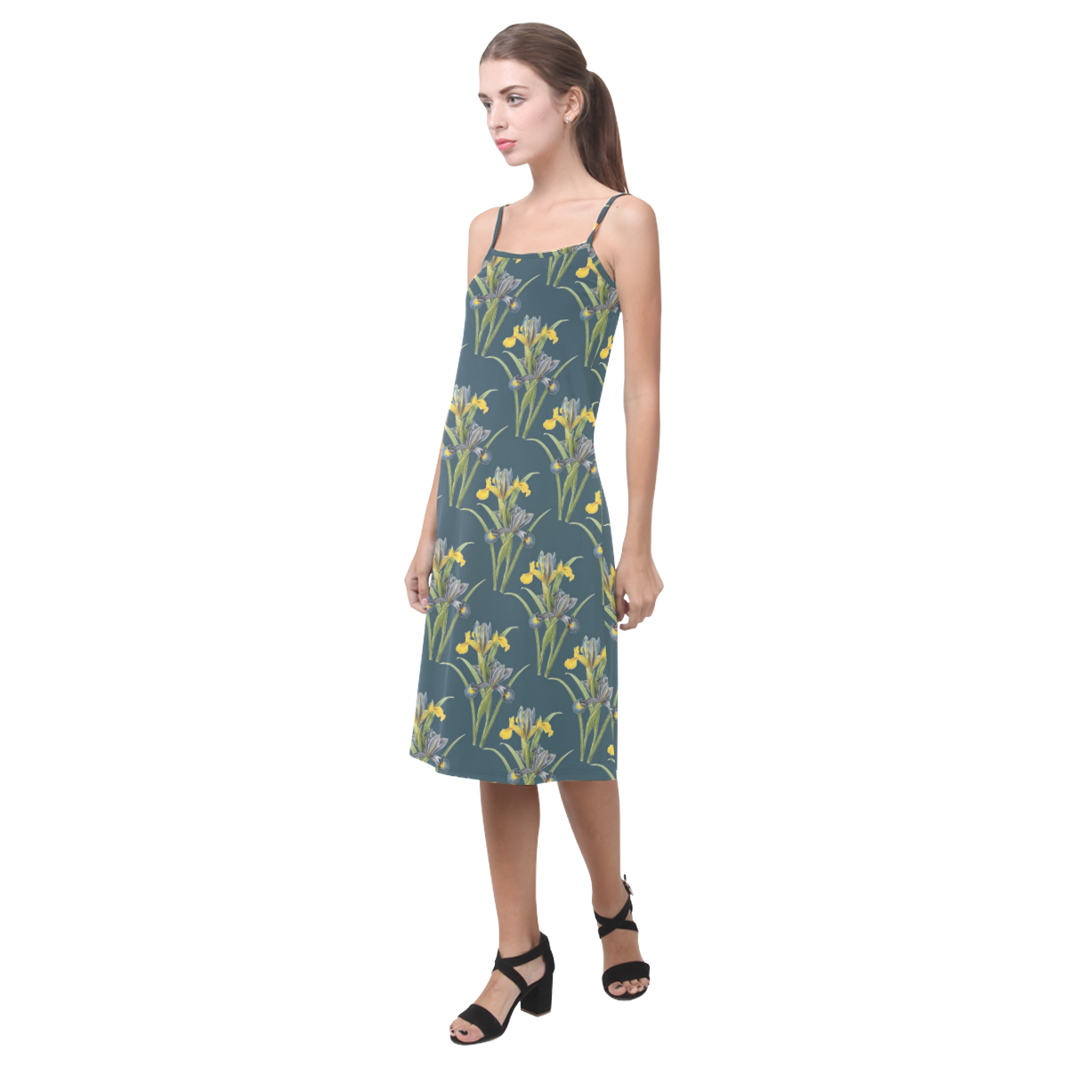 Yellow irises Alcestis Slip Dress (Model D05)